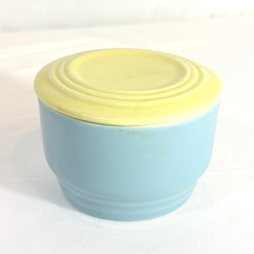 WESTINGHOUSE by HALL CHINA Co Vintage Blue Yellow Bowl Refrigerator Dish